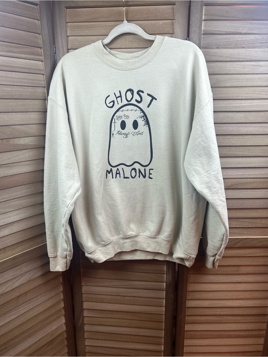 Gildan Other - Ghost Malone Graphic Crewneck Sweatshirt XL Beige Fleece Pullover Halloween